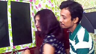 Having fun cooking food with my best friend's indian wife in the kitchen