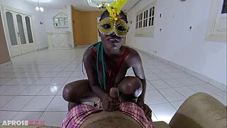 busty ebony beauty bounces big tits riding huge cock