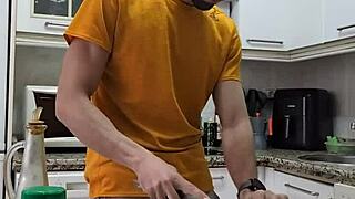 spanish pornstar jerks monster cock and cums on tortilla