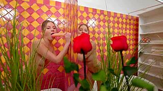 blonde babe uses anal dildo for solo masturbation in the bathroom