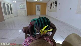 busty ebony beauty bounces big tits riding huge cock