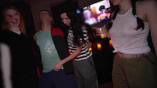 College Party: Three Busty Babes Get Cum in Mouth.