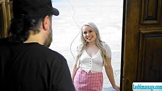 The curvy busty masseuse licks the new neighbor in 69