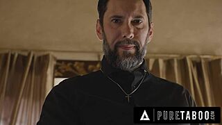 Horny virgin teen Penelope Kay seduces priest for rough ass fucking