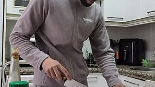 spanish pornstar jerks monster cock and cums on tortilla