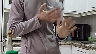 spanish pornstar jerks monster cock and cums on tortilla