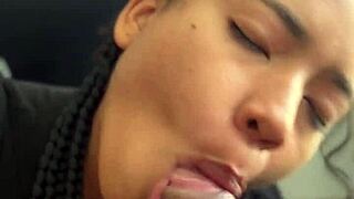 Imagine cute brunette stepsister's best friend delivering delicious blowjob to amateur couple