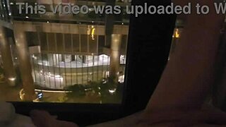petite babe fingering clit in public by hotel window 😏