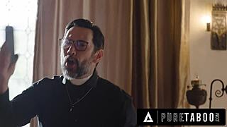 Horny virgin teen Penelope Kay seduces priest for rough ass fucking