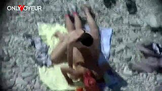 Curvy MILF flashes and gets fucked doggystyle on the beach. Who's watching?