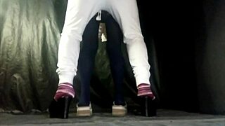 Beautiful girl with tattoos and glasses gives blowjobs to a big fat cock