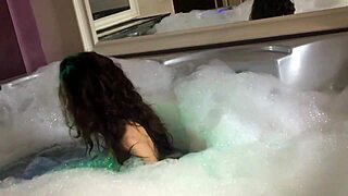 Pretty skinny teen bathing on webcam chat