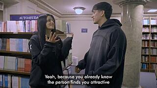 Teen bookworm gets roughly fucked in doggystyle at the library