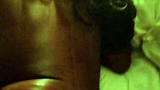 A detailed POV scene where an ebony side chick gets her pussy fucked intensely on the bed by a thick black cock.