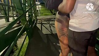 Wife fucking fan on highway outdoors