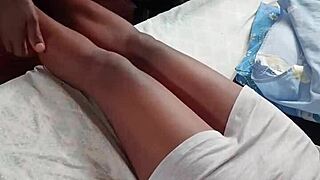 Petite Chocolate Lady Moans During Morning Fucking