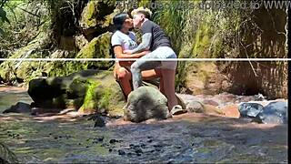 amateur couple fucks stepbrother in the river