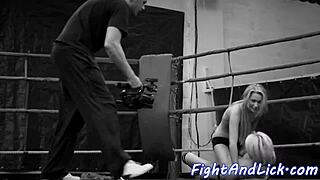 Petite euro babe engages in wrestling match with busty lesbian opponent