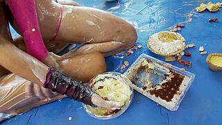 2 hot milf fucking in lingerie and stockings, licking and anal play