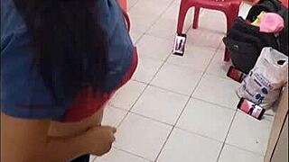 Nurse Shows Ass In Hospital Corridor, Horny For Boyfriend