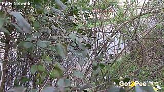 pretty girl pees in nature