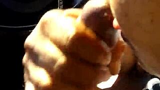 This mature woman gives a pov blowjob in the car