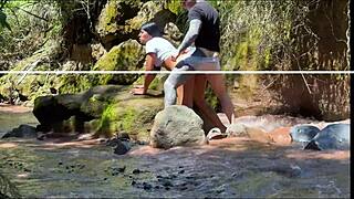 amateur couple fucks stepbrother in the river