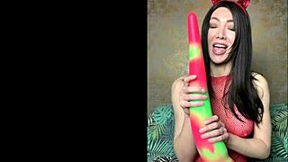 Sexy DEVIL HOTKINKYJO FUCKS her ASS with LONG DILDO from ORGANOTOY & ANAL PROLAPSE