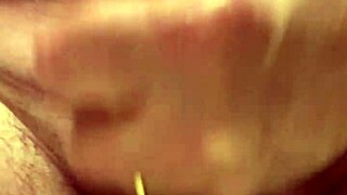 65-year-old amateur jerks slowly in close-up, cumming at the end