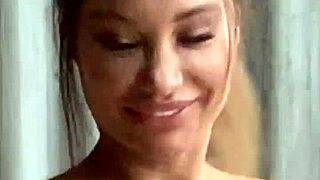 Sporty Monika Fox performs naked gymnastics backstage