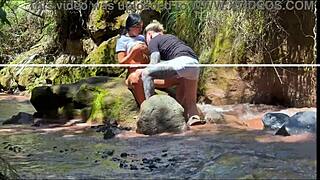 amateur couple fucks stepbrother in the river