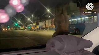 Wife fucking fan on highway outdoors