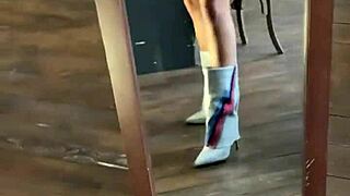 Sporty Monika Fox performs naked gymnastics backstage