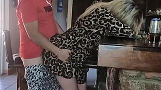 rough hard doggystyle fuck with a blonde's big ass in heels.