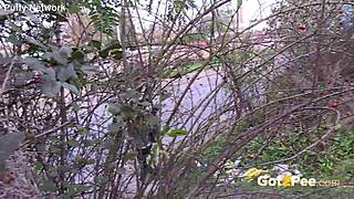 pretty girl pees in nature