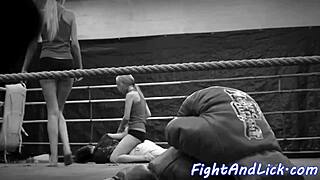 Petite euro babe engages in wrestling match with busty lesbian opponent