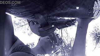 Outdoor blowjob with bluee and his big cock