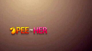 Beautiful centerfold gets her pussy filled with warm pee until she bursts