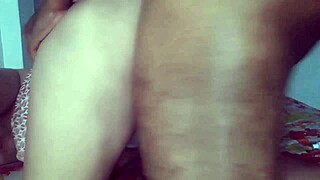 the woman loves giving her ass to four guys. moaning loudly as the black guy cums inside.