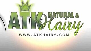 Leona, that babe, fingers her hairy pussy solo for you