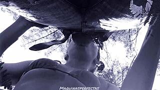 Outdoor blowjob with bluee and his big cock