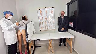 The cuckold groom watches his bride get humiliated at the gynecologist