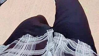 Ladyboy tingting gets horny in stockings and pees outdoors 😏