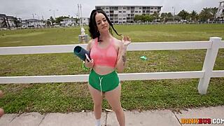 girl shows off her hot yoga ass on the bus