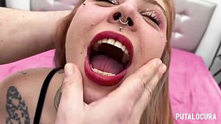 putalocura - trío con bofetadas y garganta profunda de milf espectacular angie babydoll