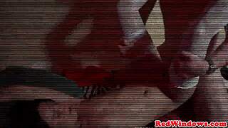 nikki once again fucked inseminated by three guys, creampie swallow