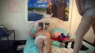 I enjoy the maid's blowjob in stockings