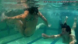 Ivetta, Katka, and Barbara explore the underwater pool in Russia