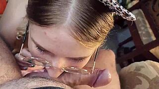 Suck it deep, cute blonde hairdresser with glasses!