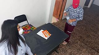 Stepfather's Secretary Surrenders in Office for Standing Whore Fuck